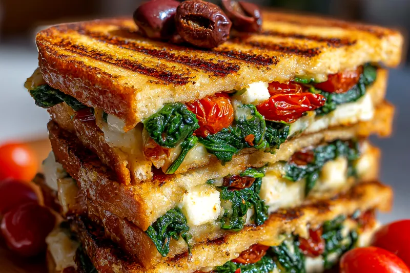 Cooking process for Mediterranean Spinach Grilled Sandwich