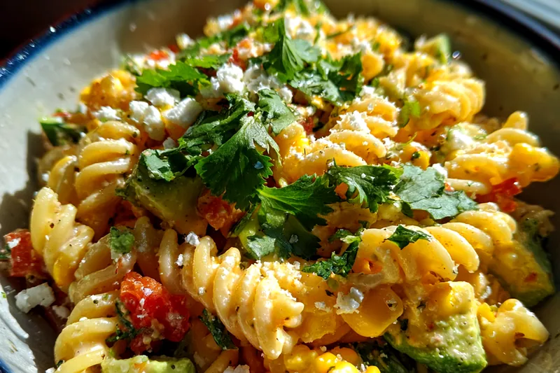 Cooking process for Mexican Corn Pasta Delight