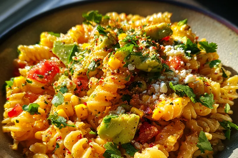 Fresh ingredients for Mexican Corn Pasta Delight
