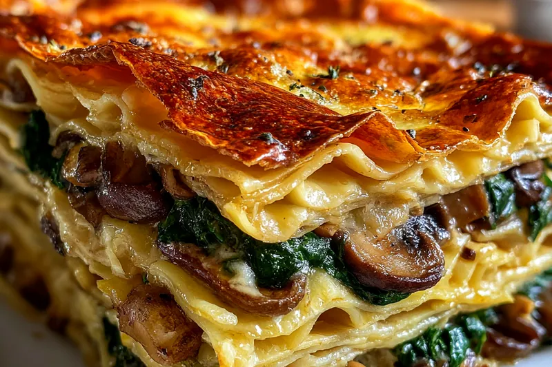 Cooking process for Mushroom Spinach Pasta Bake