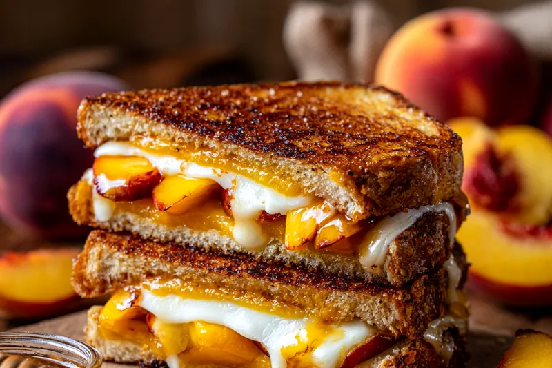 Cooking process for Peach Cheddar Grilled Sandwich