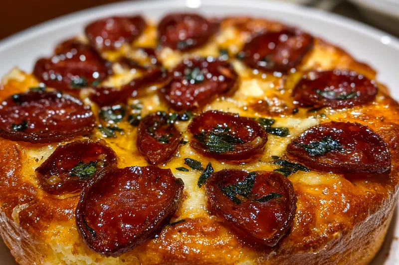 Cooking process for Pepperoni Stuffed Crust Delight