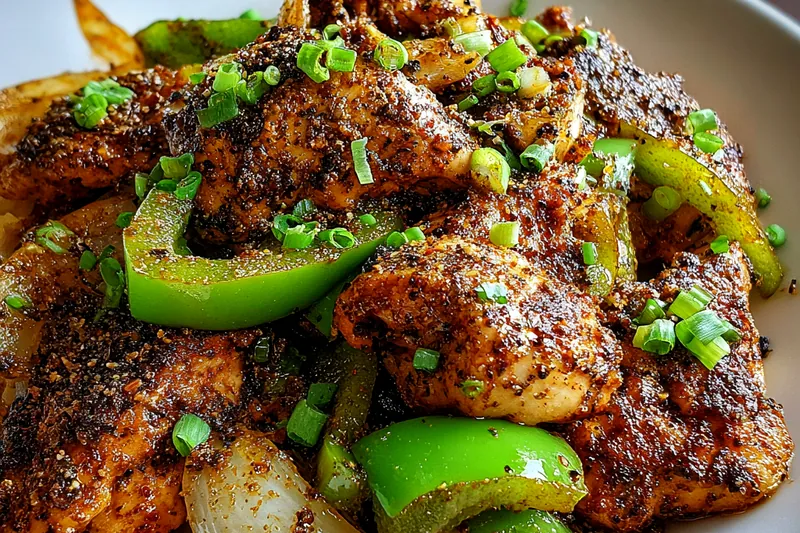 Cooking process for Peppery Chicken with Bell Peppers