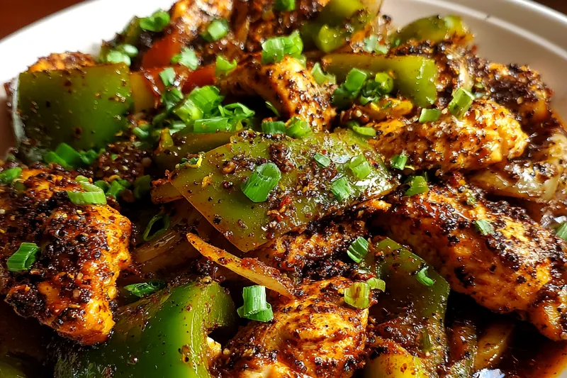 Fresh ingredients for Peppery Chicken with Bell Peppers