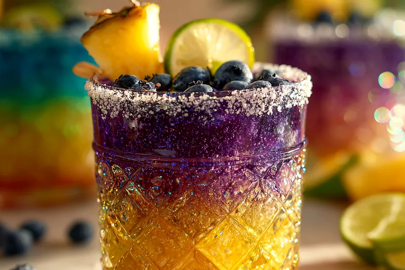 Fresh ingredients for Pineapple Blueberry Margarita