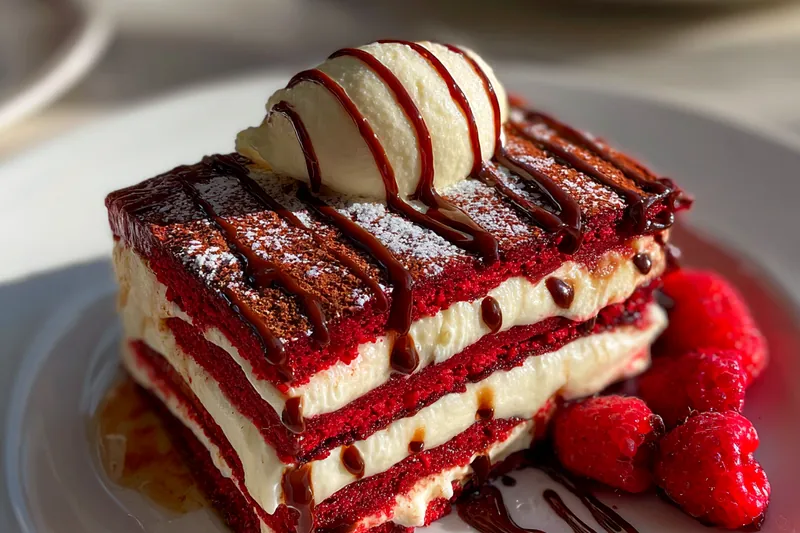 Cooking process for Red Velvet Cheesecake Delight