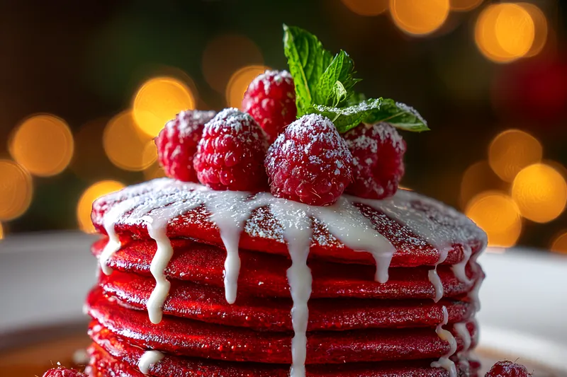 Fresh ingredients for Red Velvet Pancakes with Glaze