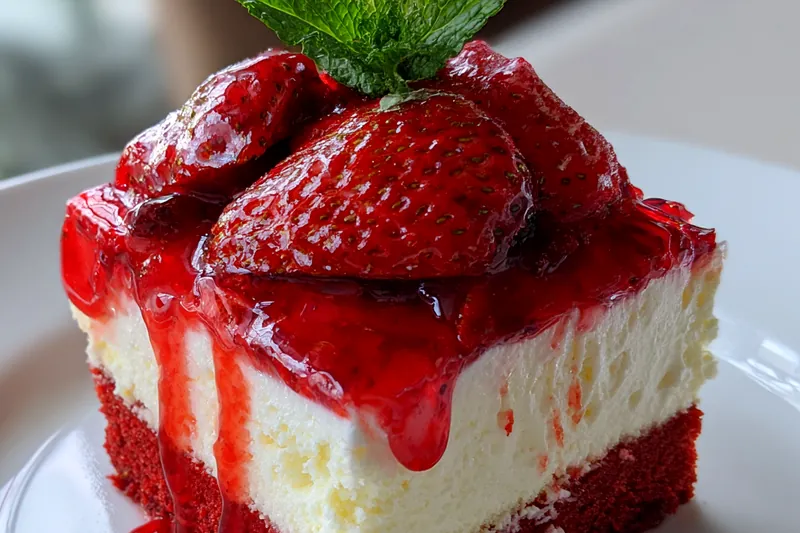 Cooking process for Red Velvet Strawberry Cheesecake