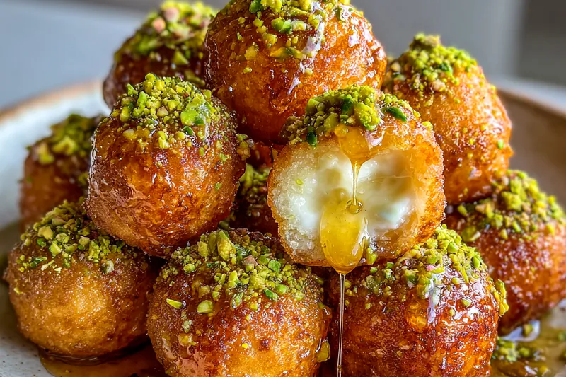 Cooking process for Ricotta Pistachio Honey Bites