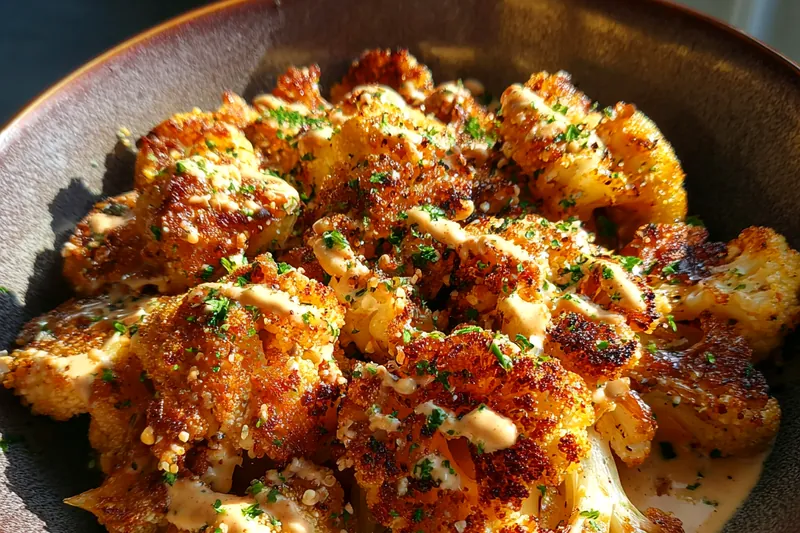 Cooking process for Roasted Cauliflower with Tahini