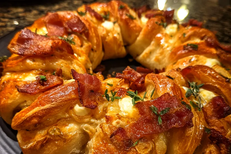 Cooking process for Savory Bacon Cheese Wreath