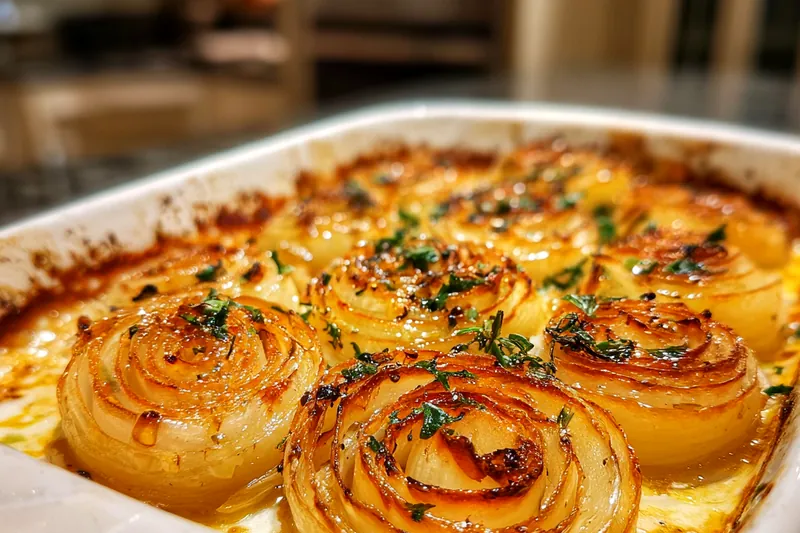 Chef Mitchell monitoring the oven while Savory Baked Onion Layers is baking to perfection.