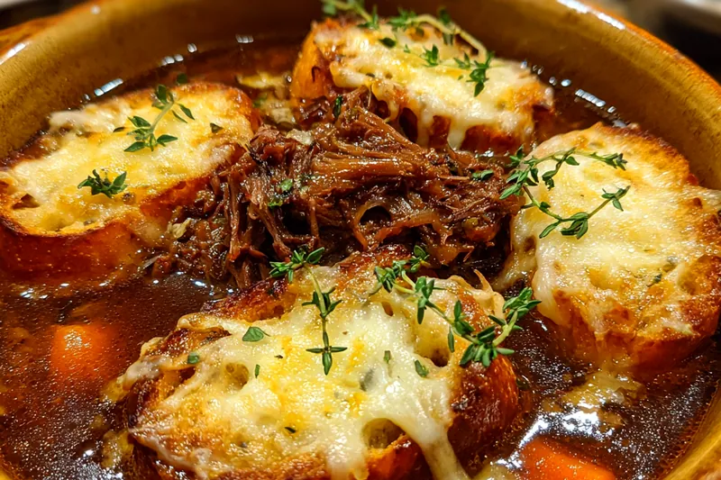 Cooking process for Savory Beef Cheese Soup