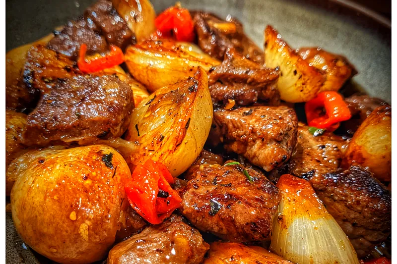 Cooking process for Savory Beef Onion Stir-Fry