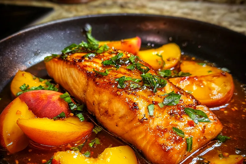 Fresh ingredients for Savory Bourbon-Glazed Salmon including salmon, garlic, and bourbon.