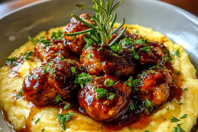 Cooking process for Savory Herb Meatballs with Mash