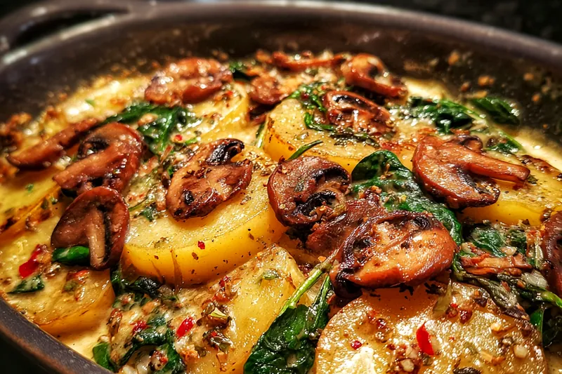 Fresh ingredients for Savory Potato Mushroom Bake