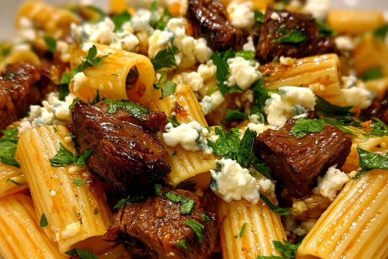 Cooking process for Savory Steak Rigatoni Bake