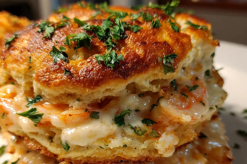 Fresh ingredients for Shrimp and Herb Biscuit Stacks