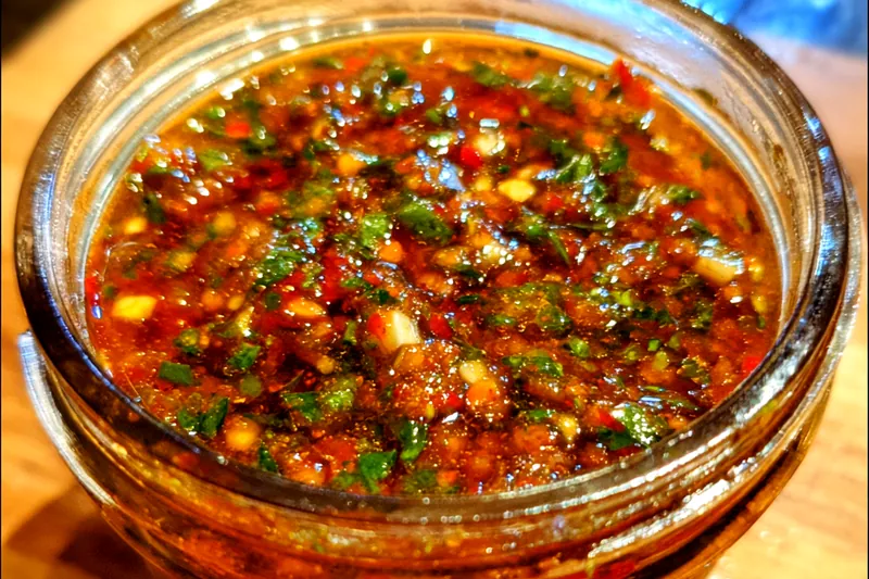 Fresh ingredients for Smoky Red Herb Sauce