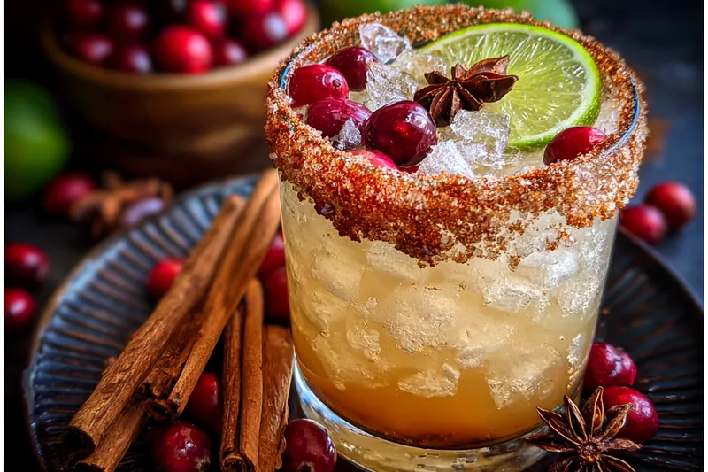 Fresh ingredients for Spiced Cranberry Margarita