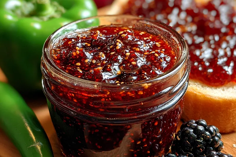 Fresh ingredients for Spicy Blackberry Jam Delight