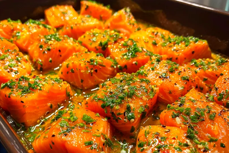 Cooking process for Spicy Herb Broiled Salmon