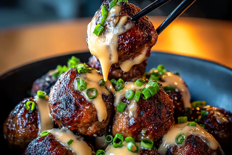 Cooking process for Spicy Korean BBQ Meatballs