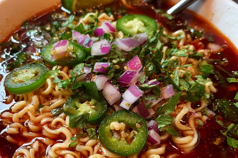 Cooking process for Spicy Ramen Fusion Bowl