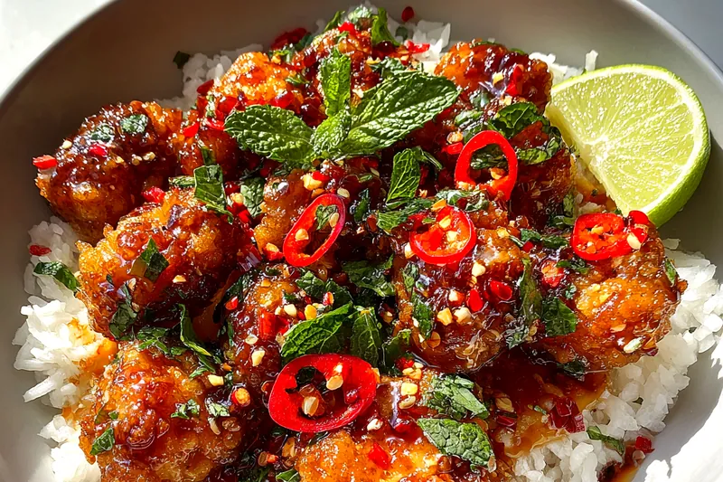 Cooking process for Spicy Sweet Chili Chicken