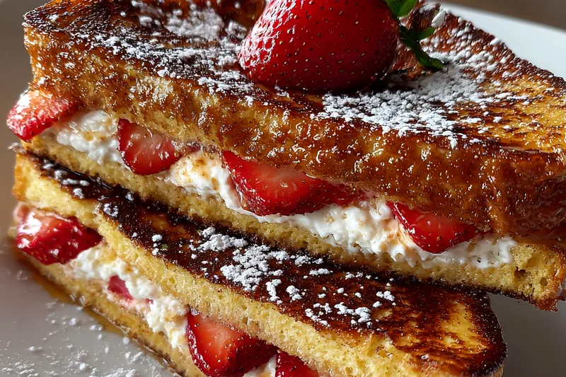 Fresh ingredients for Strawberry Cheesecake French Toast
