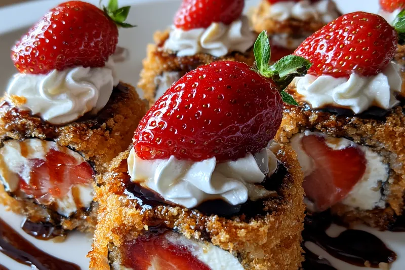 Cooking process for Strawberry Cheesecake Sushi Rolls