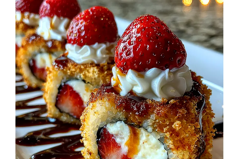 Fresh ingredients for Strawberry Cheesecake Sushi Rolls