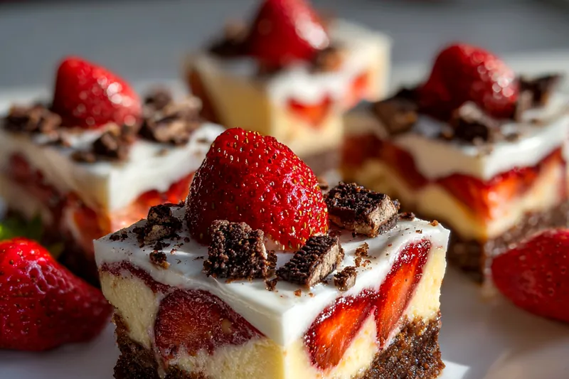 Cooking process for Strawberry Chocolate Cheesecake Bars