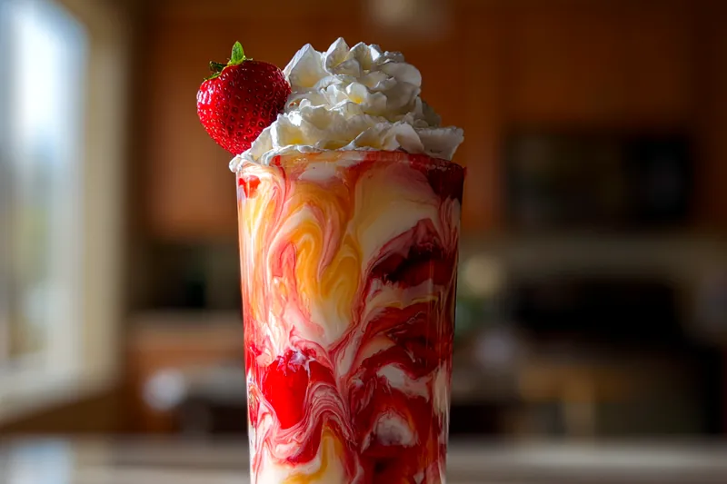 Cooking process for Strawberry Cream Float