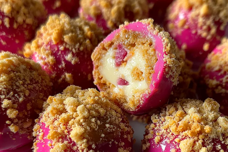 Fresh ingredients for Strawberry Crunch Cheesecake Bites