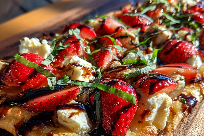 Cooking process for Strawberry Goat Cheese Flatbread