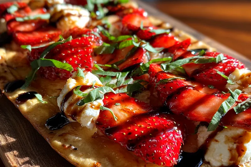 Fresh ingredients for Strawberry Goat Cheese Flatbread
