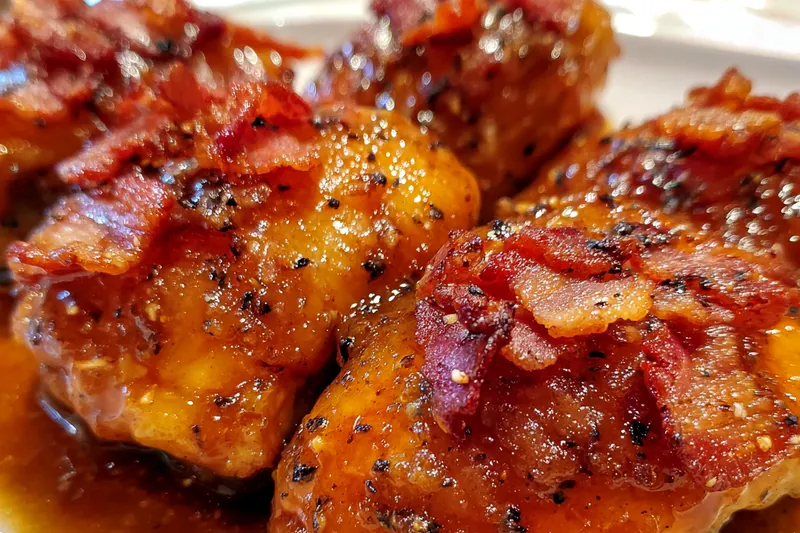 Cooking process for Sweet Glazed Bacon Chicken
