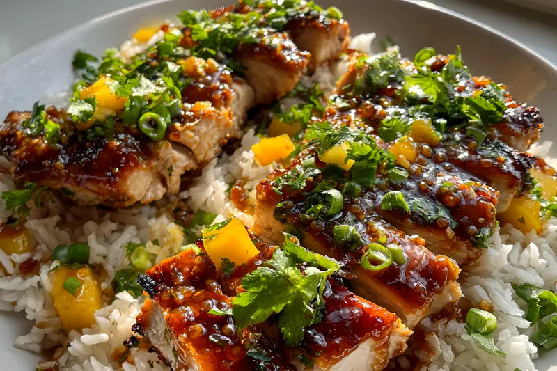 Fresh ingredients for Sweet Mango Glazed Chicken