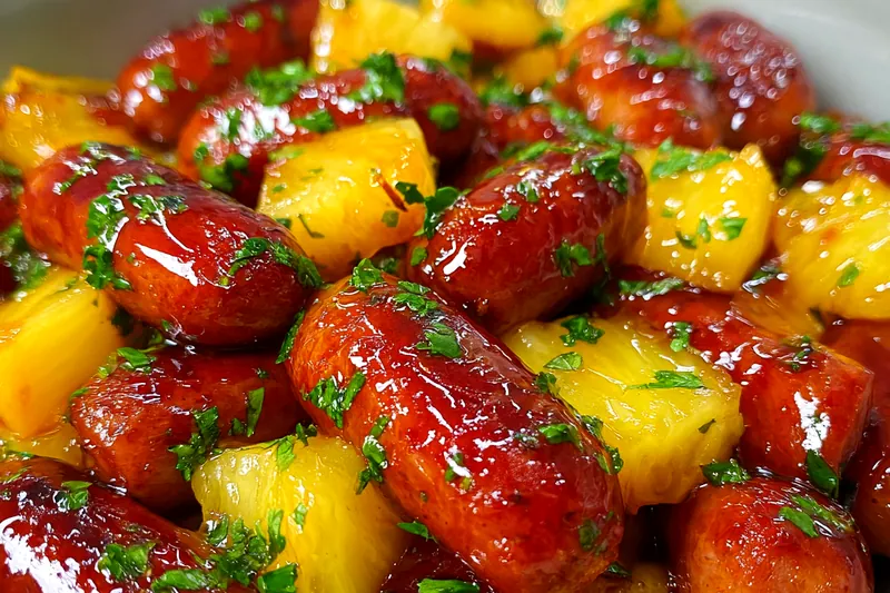 Cooking process for Sweet Pineapple Sausage Bites