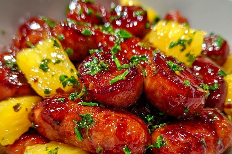 Fresh ingredients for Sweet Pineapple Sausage Bites