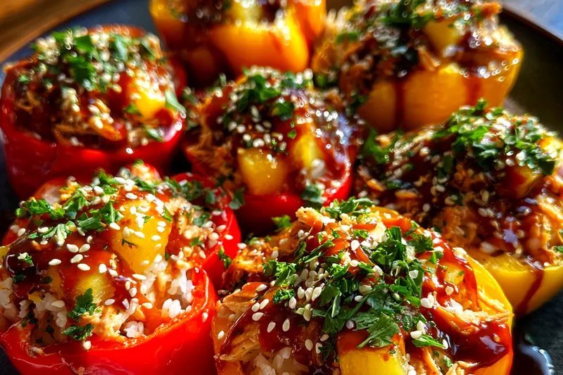 Fresh ingredients for Teriyaki Pineapple Chicken Peppers