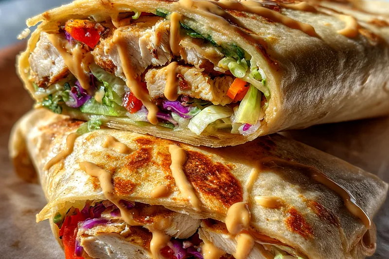 Fresh ingredients for Thai Peanut Chicken Wraps