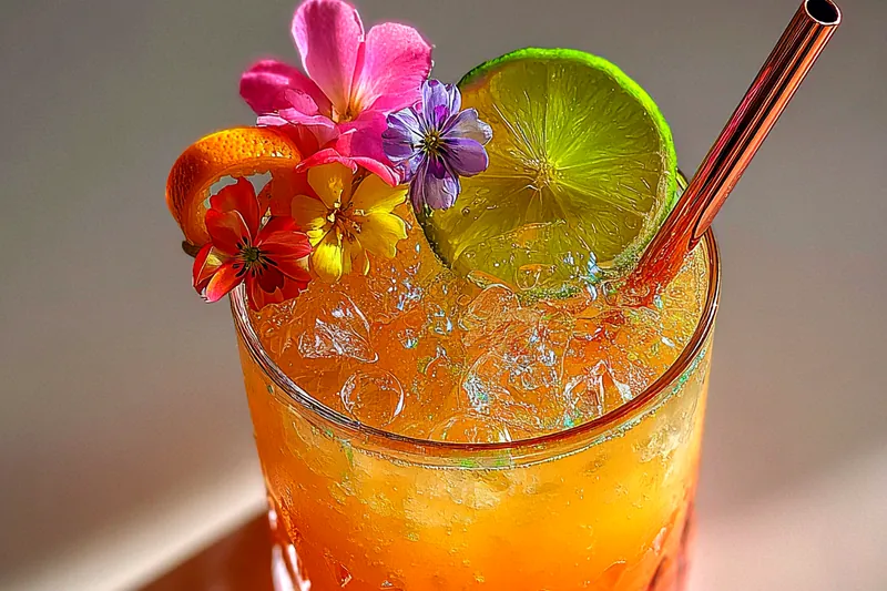 Fresh ingredients for Tropical Citrus Cocktail